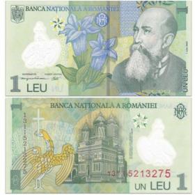 欧洲-全新UNC 罗马尼亚塑料钞 2005-08年 精美外国钱币收藏 1列伊 单张