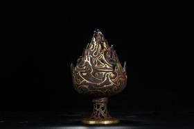 旧藏 汉代铜胎错金银博山炉 尺寸：高24cm 宽13cm 重2050克