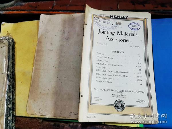 Jointing Materials Accessories配件焊接材料            [1920英文原版 道林纸本]英商久胜洋行钤印藏书