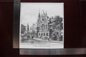 【现货 包邮】1890年小幅木刻版画《格拉芬·沙克在慕尼黑的画廊》(die galerie des grafen schack in münchen)尺寸如图所示（货号400679）