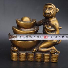 猴子十二生肖之一猴子铜器招财进宝实物拍摄