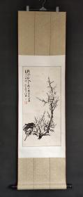 D1132+：回流手绘精品老梅图立轴(日本回流.回流老画.老字画)