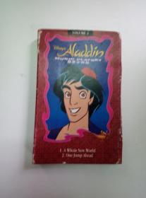 迪士尼音乐小舞台4:阿拉丁+迪士尼金曲珍藏 Disney's Aladdin+Disney's ultimate Treasures 迪士尼1996年正版磁带 裸带+外封 测试过可完整播放 光盘磁带只发快递