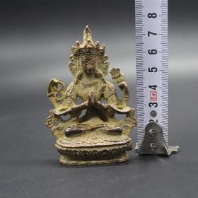 古玩杂项收藏仿古尼泊尔佛像摆件文殊菩萨摆件佛像摆件