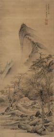 明 赵左 茅屋闲眺图-97x39cm沈周
