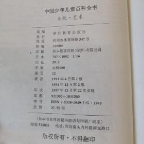 【16开精装】中国少年儿童百科全书：文化艺术