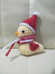 钩针玩偶成品 可爱的圣诞节小鸟