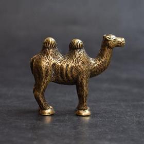 铜骆驼小摆件实心黄铜骆驼手把件仿古铜雕铜艺小摆古玩铜器铜杂件
