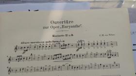 老乐谱 外文原版（德国）Breitkopf & Härtels Orchesterbibliothek Nr.247 a/b Weber EURYANTHE Ouvertüre Klarinette II in B 韦伯 歌剧《欧丽安特》序曲 B单簧管II