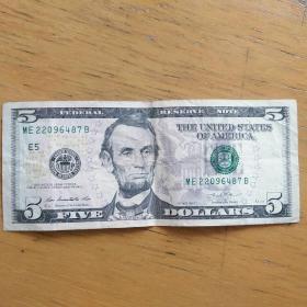 5美元，华盛顿肖像版2013年真币