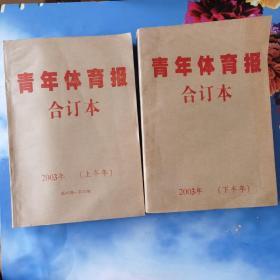 青年体育报 北京足球 2003年 合订本 上半年 下半年  有一张破了