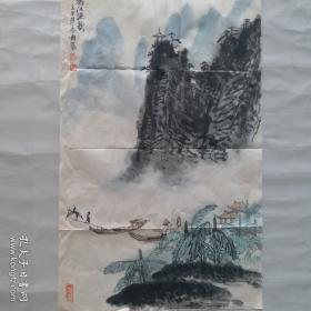 ！著名画家高兰青《 山水漓 江渔歌》，高兰青， 野鹤，号鹤发山人，1942年生于高唐， 山东省美协会员，中国文艺工作者协会荣誉会长，海峡两岸文化交流协会常务理事，岭南国画学会山东分会荣誉顾问，中国书画研究会会员，齐鲁书画研究院副院长，著名山水画家张彦青入室弟子，高级画师，作品多次在国内外展出并获奖，九八、九九牟在全国书画大展获一等奖及银奖，很多作品被美国、日本、新加坡、台湾画团体和友人收藏。！