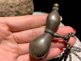 日本古董 金工 纯银葫芦挂链
