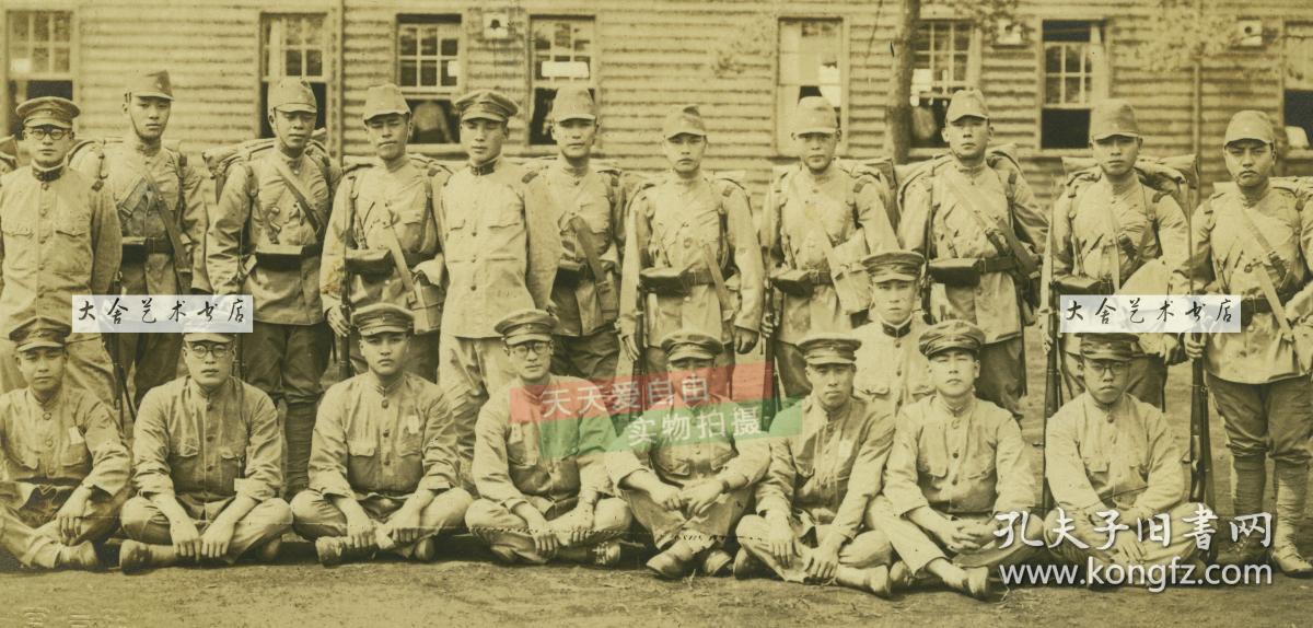 民国日军日本兵小队军人士兵合影老照片，泛银，14.2X10.4厘米