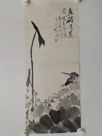 保真书画，国画大家高冠华弟子，北京画家王福乐花鸟画小品一幅，纸本托片，尺寸67×28cm