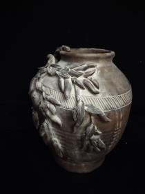 乡下收到的:紫砂花瓶（红红火火）保存完整 包浆浑厚 古朴素雅 品相如图