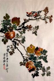 【保真销售】广西美协会员、职业画家韦荣福写意花鸟：秋声