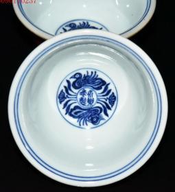 古董古玩老瓷器收藏 明永乐祭红釉青花鸳鸯戏水压手杯9.5*5.5CM