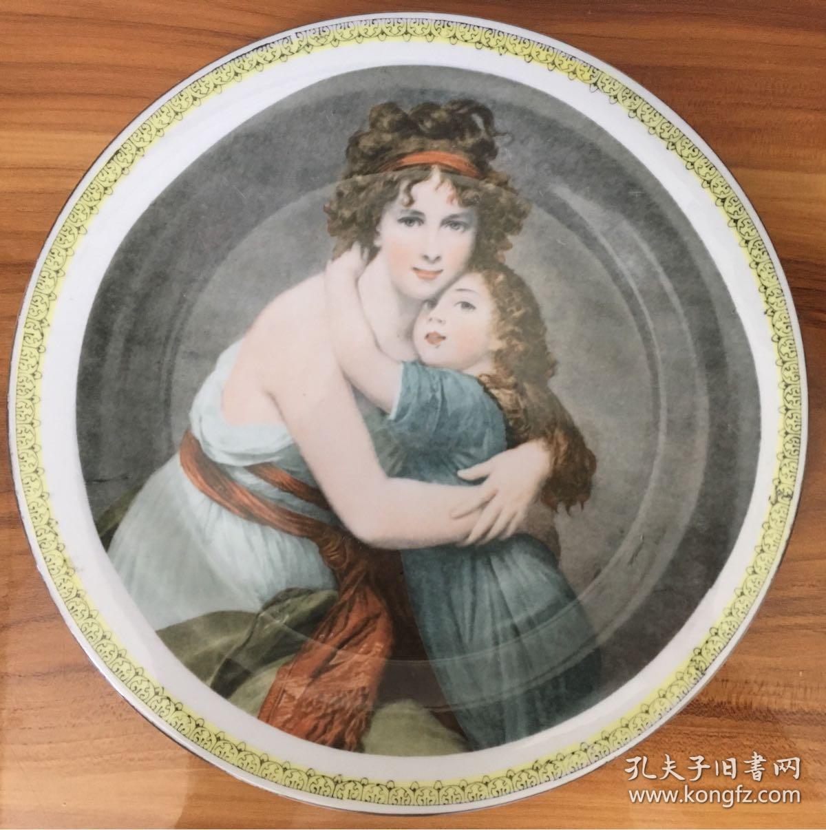 画家母女，西方油画名画看盘，西式风格 西式风格观赏盘 赏盘 艺术瓷 妆点家的艺术气息 家居摆件