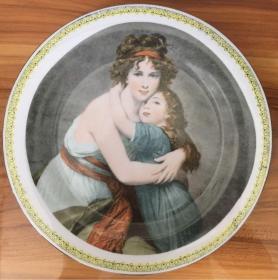 画家母女，西方油画名画看盘，西式风格 西式风格观赏盘 赏盘 艺术瓷 妆点家的艺术气息 家居摆件