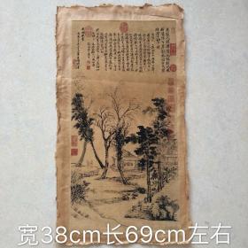 古玩古董古画 清朝乾隆年三希堂水墨山水画 客厅挂画装饰画画芯