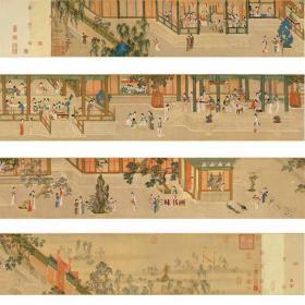 中国十大传世名画 明 仇英 汉宫春晓图 32×628.6cm 绢本 1:1高清国画复制品 名画复制