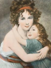 画家母女，西方油画名画看盘，西式风格 西式风格观赏盘 赏盘 艺术瓷 妆点家的艺术气息 家居摆件