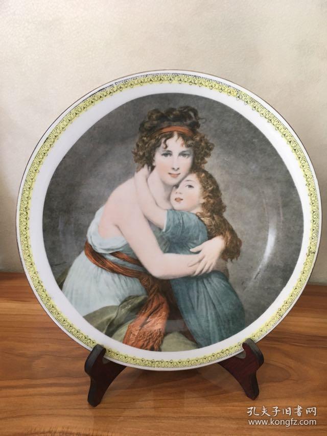 画家母女，西方油画名画看盘，西式风格 西式风格观赏盘 赏盘 艺术瓷 妆点家的艺术气息 家居摆件