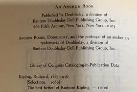 鲁迪亚德·吉卜林最佳小说精选集   布脊精装 书脊烫金  1989年第一版   毛姆称“吉卜林是永远无可超越的最伟大的小说家”