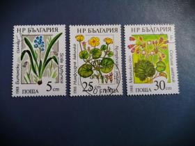 外国邮票    保加利亚邮票 1988年 花卉 3枚（盖销票）