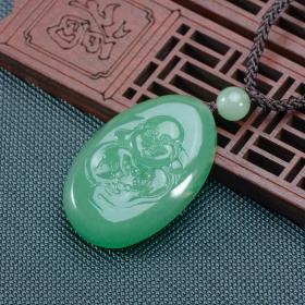 东陵玉吊坠，纯天然顶级极品巴西东陵玉弥勒佛吊坠，极品“满绿，帝王绿”东陵玉吊坠，冰种吊坠光滑细腻玉质温润十分可人收藏佳品！（天然绿色，稀有珍贵，原汁原味）