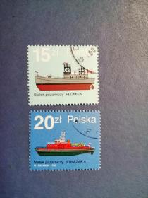 外国邮票    波兰邮票 1988年海洋运输 轮船 2枚（盖销票）