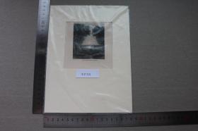 【百元包邮】钢板画《the thames near richmond里士满附近的泰晤士河》1840年  带卡纸装裱  卡纸尺寸约24*18厘米 （PM01344）