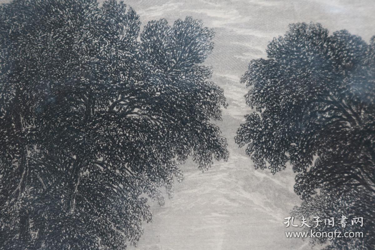 【百元包邮】钢板画《the thames near richmond里士满附近的泰晤士河》1840年  带卡纸装裱  卡纸尺寸约24*18厘米 （PM01344）