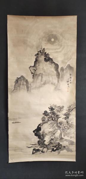 D1317：回流手绘大幅山水图软片(日本回流.回流老画.老字画