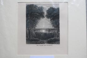【百元包邮】钢板画《the thames near richmond里士满附近的泰晤士河》1840年  带卡纸装裱  卡纸尺寸约24*18厘米 （PM01344）