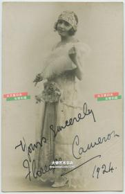 民国1924年女演员Horace Cauceior亲笔手写签名照片一张，13.6X8.7厘米