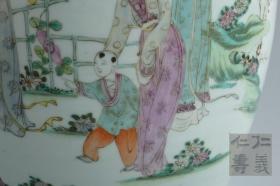 保真粉彩古瓷器收藏 古董民国名家彩绘桃花仕女图大冬瓜罐 传家文物
