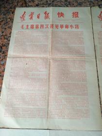 号外15张--毛主席接见红＊兵--沈阳晚1966年8月19日、19日（4开4版）、第二次广西日报9月1日（4开4版）、黑龙江日报、哈尔滨晚报（8开4版）、第三次，江西日报、南昌晚报9月16日等15张.9品