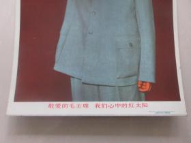 罕见六十年代毛主席塑面板挂像《敬爱的毛主席 我们心中的红太阳》上海胜利木材厂塑料面板、1968年、品相佳，尺寸：35.5x53.5cm-尊E-1（7788 ）
