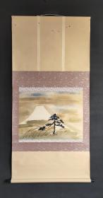 D1323：回流手绘富士图立轴(日本回流.回流老画.老字画