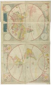 古地图1796 地球全图。纸本大小59.21*96.43厘米。宣纸原色仿真。微喷