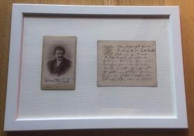 约翰施特劳斯亲笔信及签名照，专用信笺，精美镜框装裱