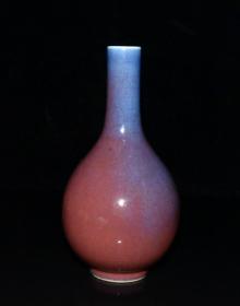 清代霁红釉窑变胆瓶