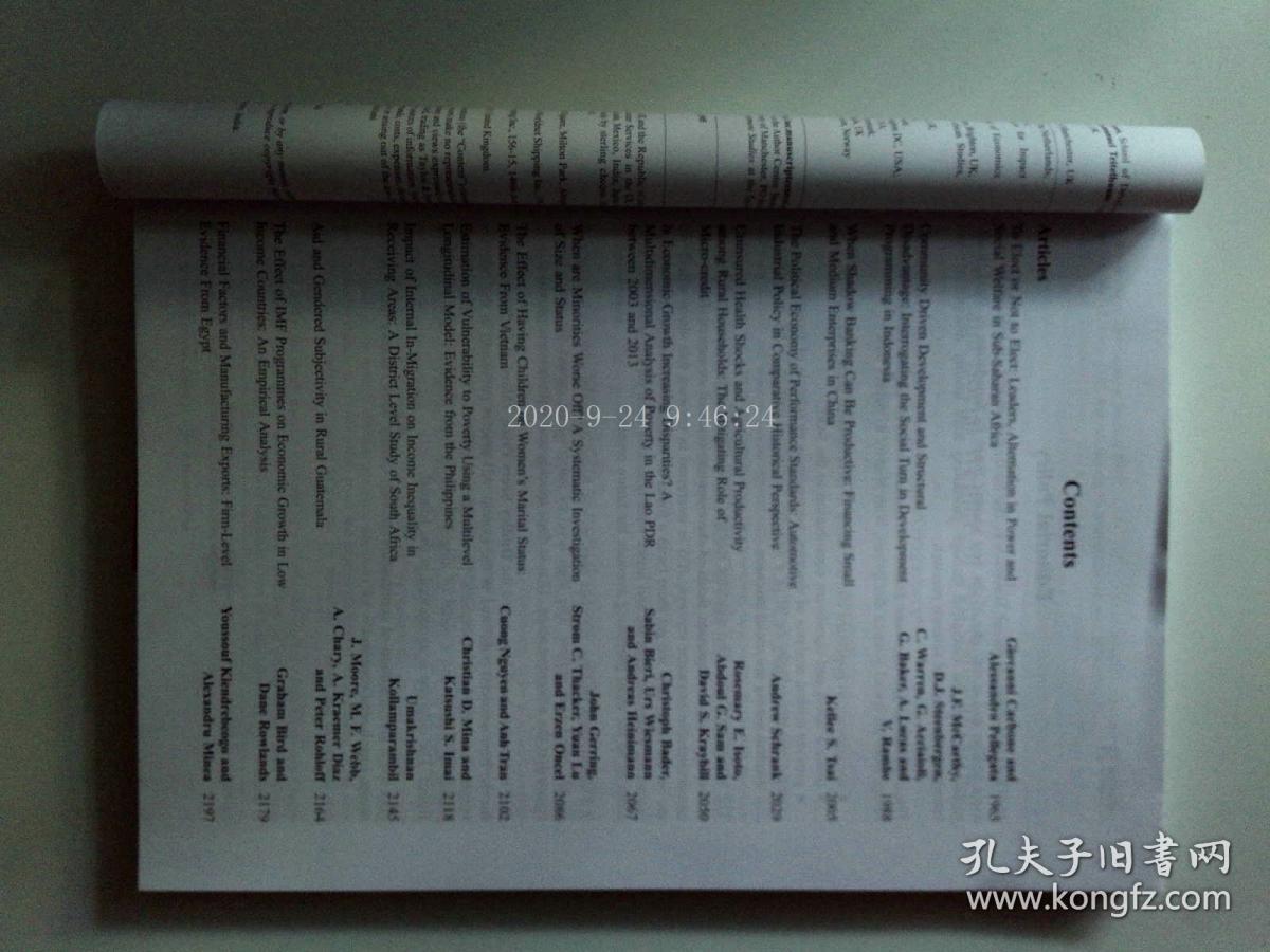 The Journal of Development Studies VOL 53 NO.12 12/2017 发展研究学术期刊