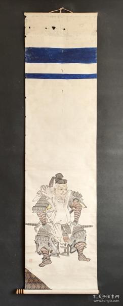 D1353：回流手绘人物图立轴(日本回流.回流老画.老字画