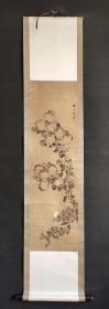 D1339：回流手绘菊花图立轴(日本回流.回流老画.老字画