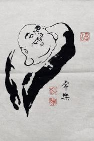 名家国画小品：水墨分明、自然态美【笑口常开】白宣未裱：40x33（厘米）竖幅、送礼自奉首选。祝大家开怀天下、笑口常开！