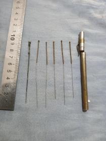民国中医针灸针，铜盒六根。
