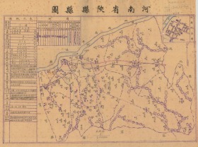 民国《河南陕县县图》原图高清复制，（民国三门峡陕县老地图、陕县地图，陕州老地图、陕州区老地图）全图规整，左侧附县治资料，内容十分丰富，请看陕县甲级壮丁人数。附县城区图。三门峡地理地名历史变迁重要史料。裱框后，风貌佳。